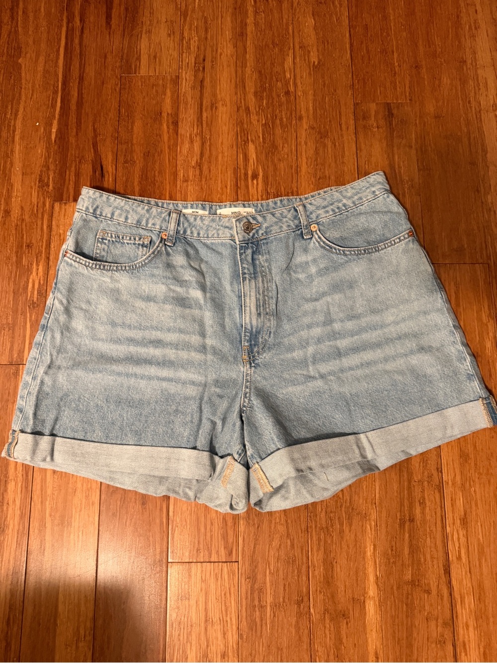 Mango Women's Denim Mom Shorts 16 Light Wash NWOT